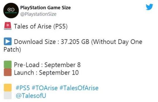 《破晓传说》容量曝光 PS4版大小约为39GB，9月8日开启预载